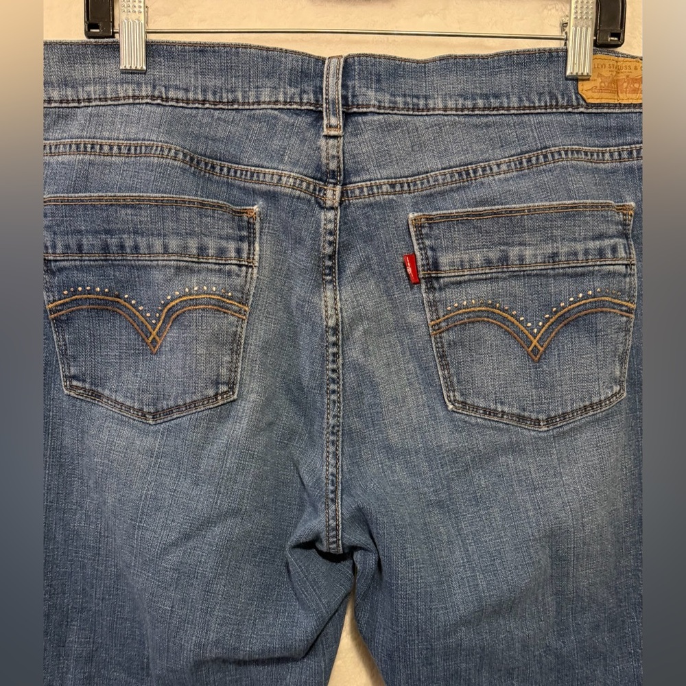 Vintage Y2K Levis Jeans Womens 16 Blue Rhinestone 2000s Bootcut 515 VTG Denim
